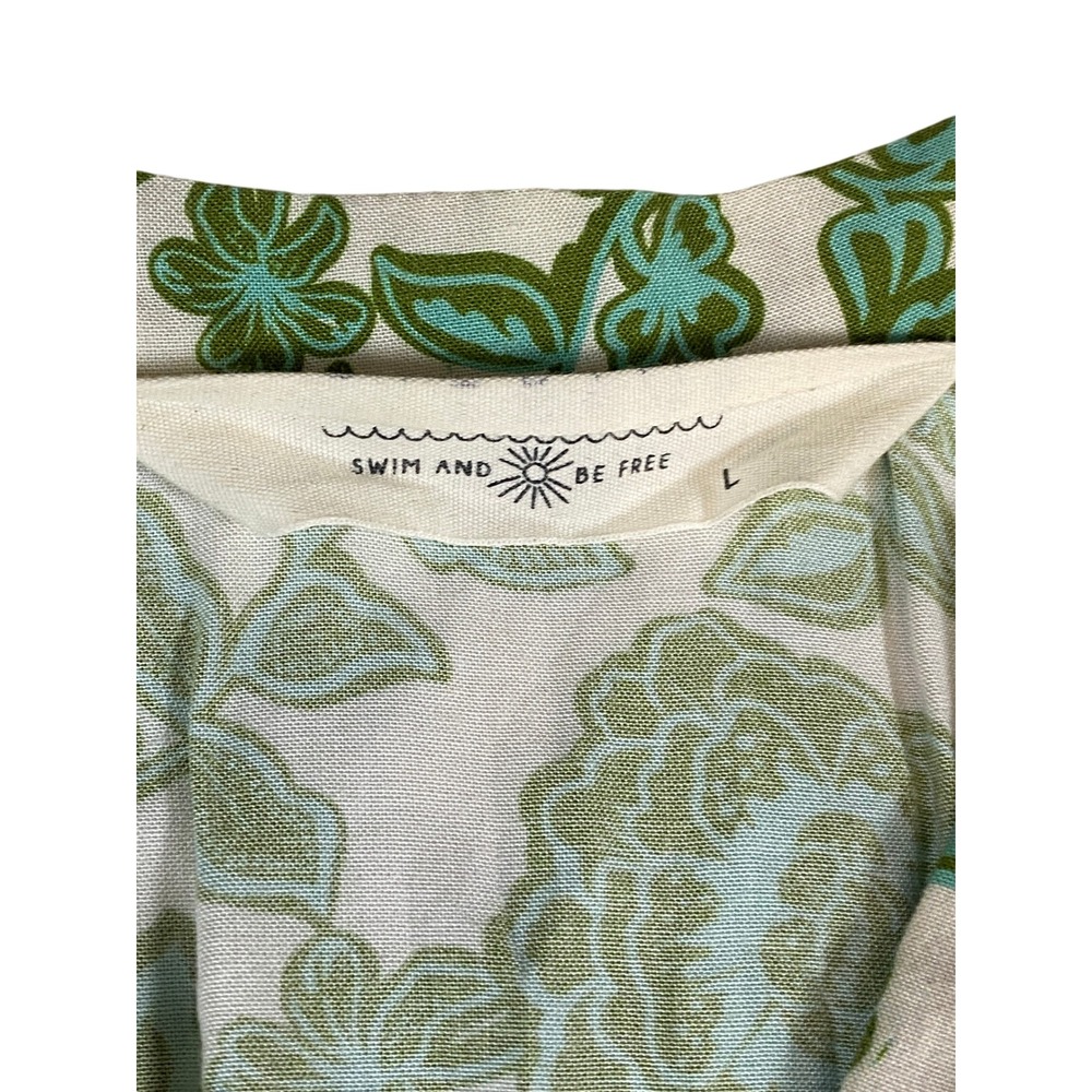Citrine Swim and Be Free Green Floral Henley Maxi Dress Long Sleeve Large - Picture 3 of 14